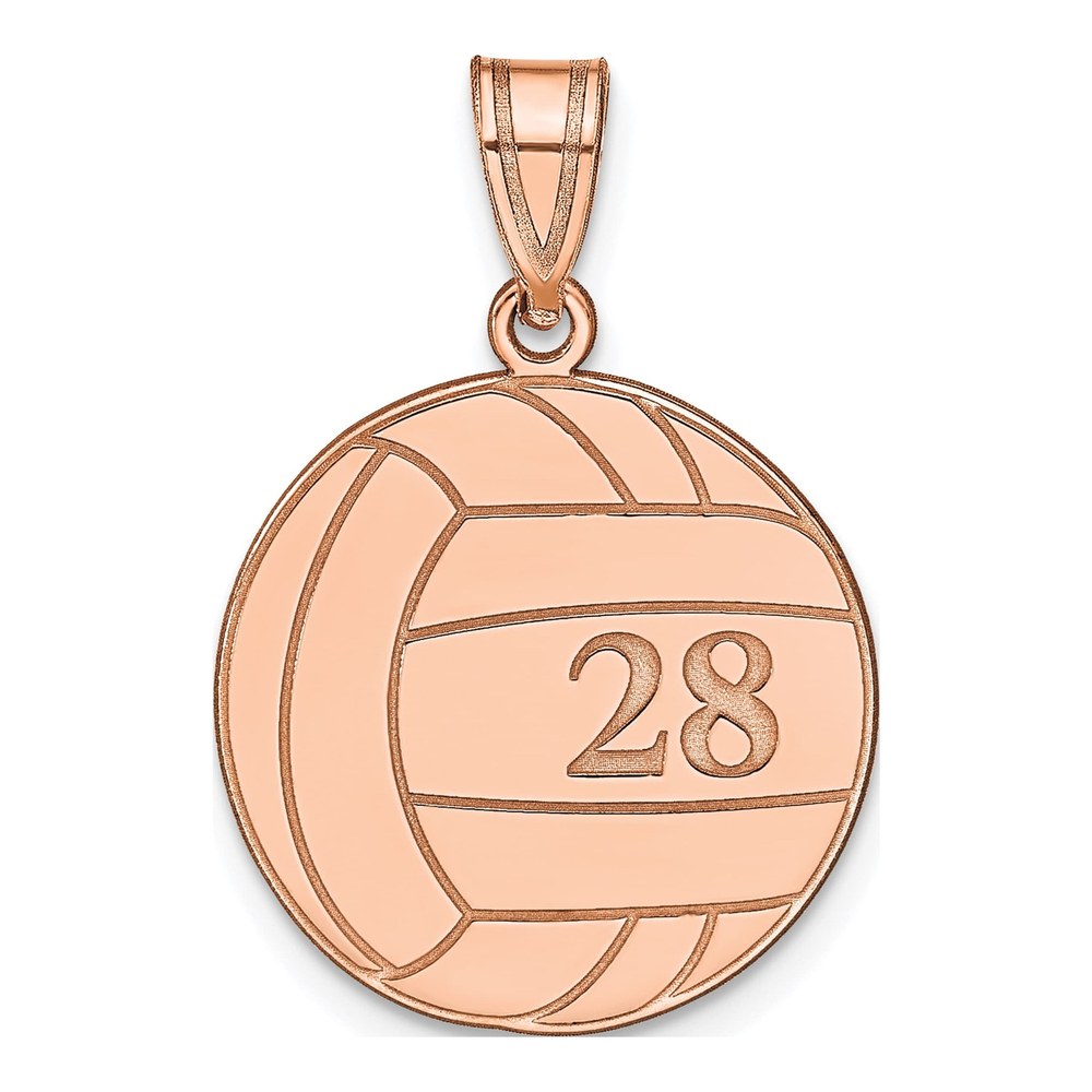 14K Rose Gold Personalized Volleyball Pendant