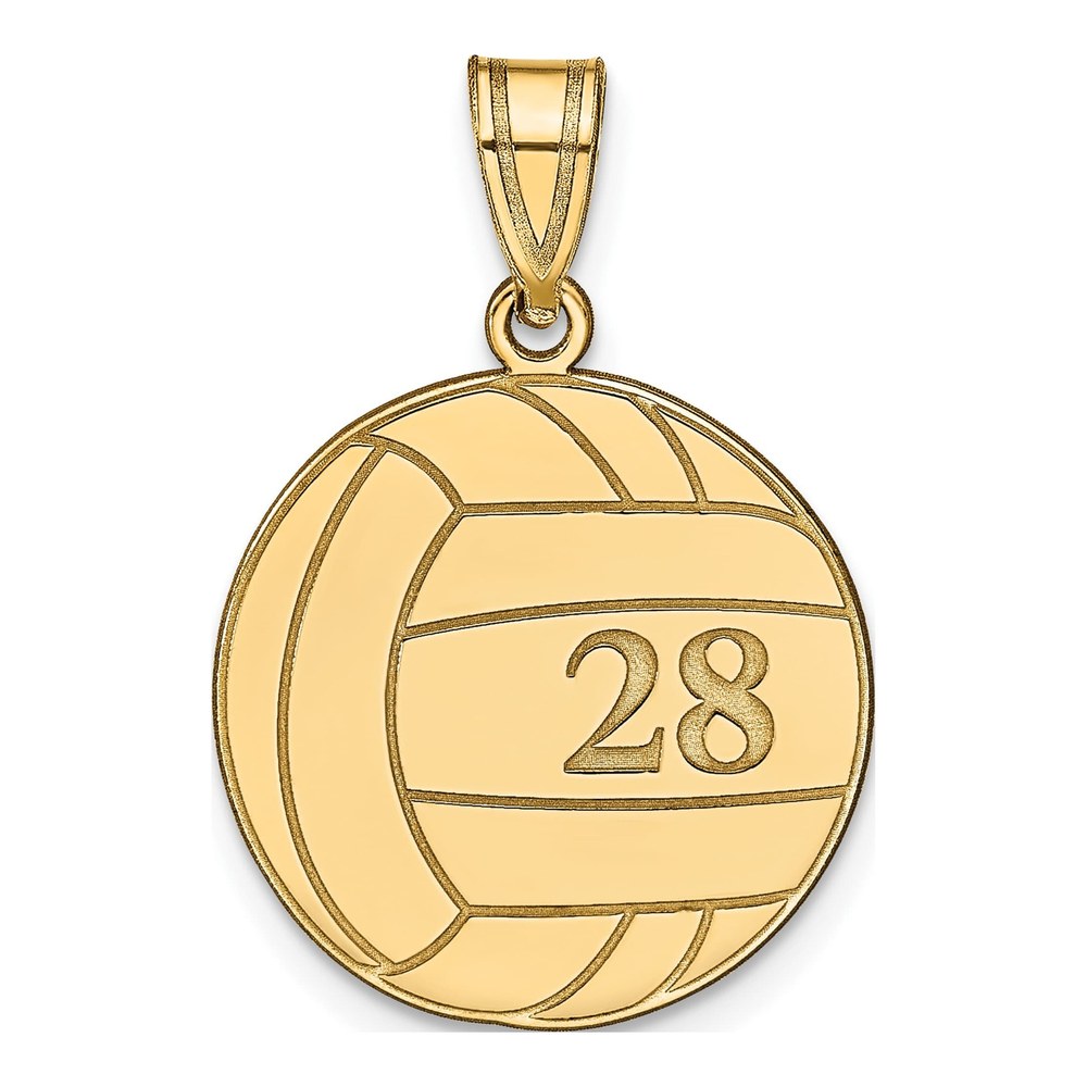 14K Yellow Gold Personalized Volleyball Pendant