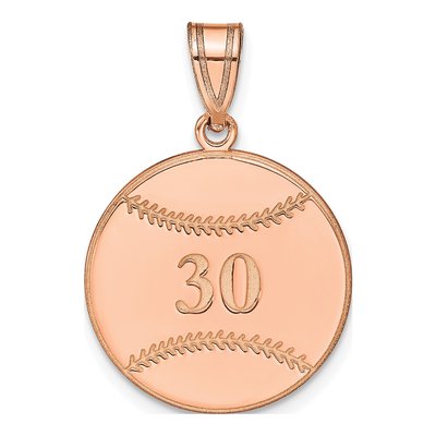 14K Rose Gold Personalized Baseball Pendant