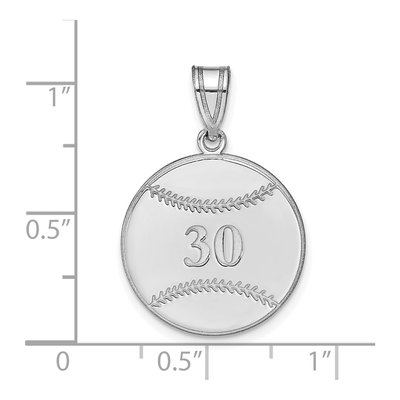 14K White Gold Personalized Baseball Pendant – view 4