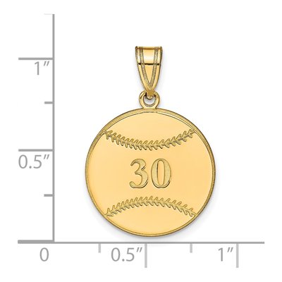 14K Yellow Gold Personalized Baseball Pendant – view 3