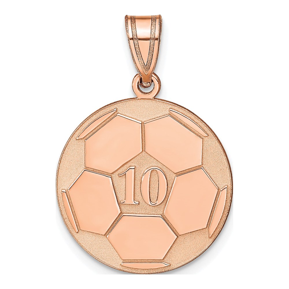 14K Rose Gold Personalized Soccer Pendant