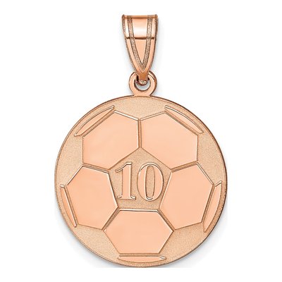 14K Rose Gold Personalized Soccer Pendant