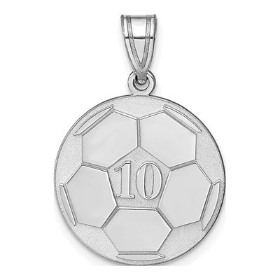 14K White Gold Personalized Soccer Pendant