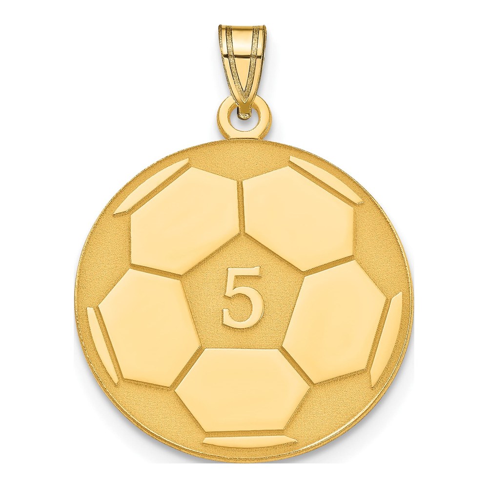 14K Yellow Gold Personalized Soccer Pendant
