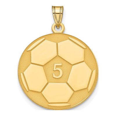 14K Yellow Gold Personalized Soccer Pendant