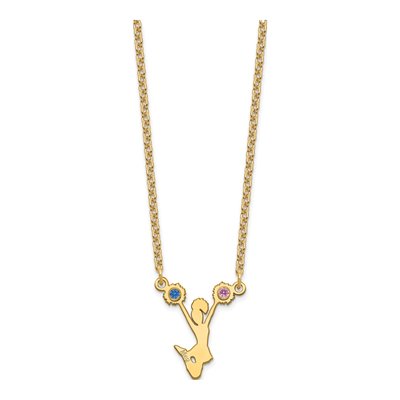 Gold-Plated Sterling Silver Crystal Personalized Cheerleader Birthstone Pendant Necklace – view 2