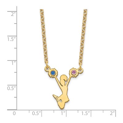 Gold-Plated Sterling Silver Crystal Personalized Cheerleader Birthstone Pendant Necklace – view 3