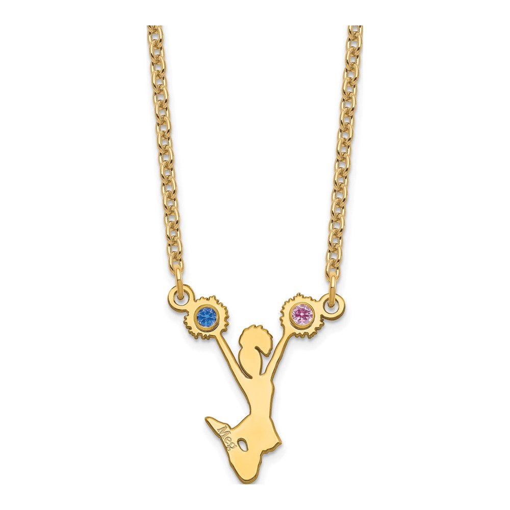 Gold-Plated Sterling Silver Crystal Personalized Cheerleader Birthstone Pendant Necklace