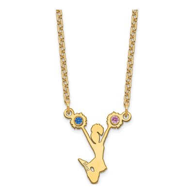 Gold-Plated Sterling Silver Crystal Personalized Cheerleader Birthstone Pendant Necklace