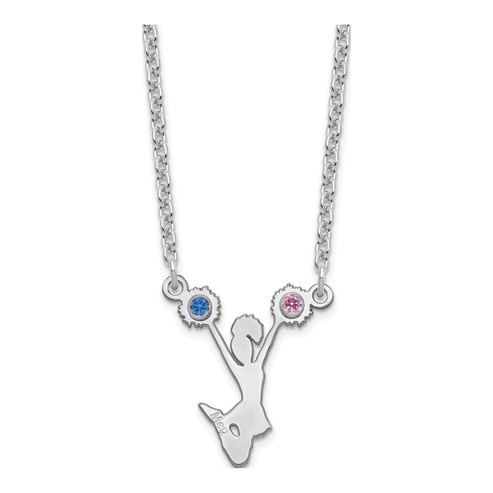 Sterling Silver Crystal Personalized Cheerleader Pendant Necklace