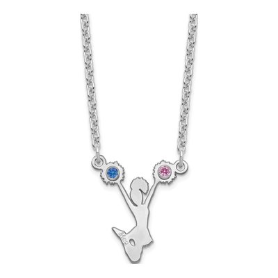Sterling Silver Crystal Personalized Cheerleader Pendant Necklace