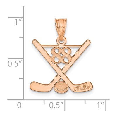 14K Rose Gold Personalized Hockey Pendant – view 3