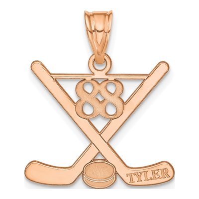 14K Rose Gold Personalized Hockey Pendant