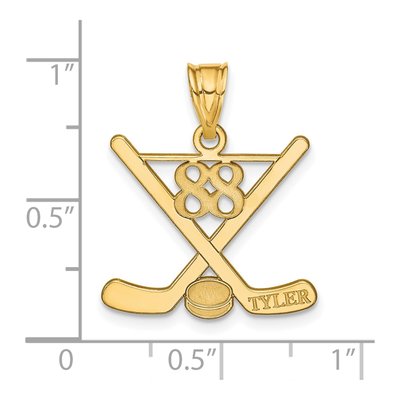 14K Yellow Gold Personalized Hockey Pendant – view 2