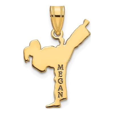 Gold-Plated Sterling Silver Personalized Girl Karate Pendant