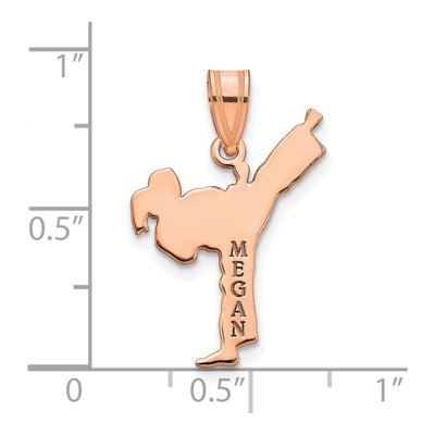 14K Rose Gold Personalized Girl Karate Pendant – view 2