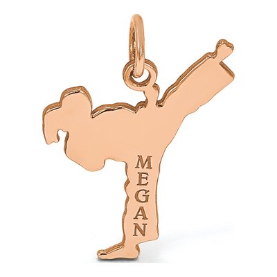 14K Rose Gold Personalized Girl Karate Pendant – view 3