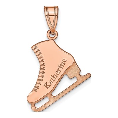 14K Rose Gold Personalized Ice Skate Pendant