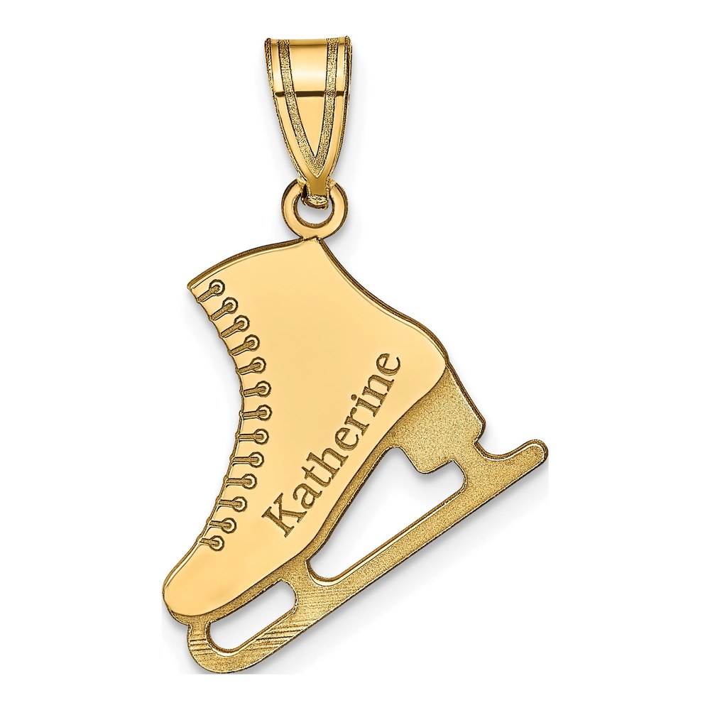 14K Yellow Gold Personalized Ice Skate Pendant