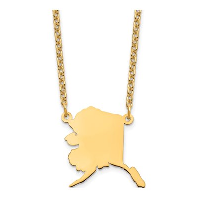 Gold-Plated Sterling Silver Alaska State Pendant Necklace