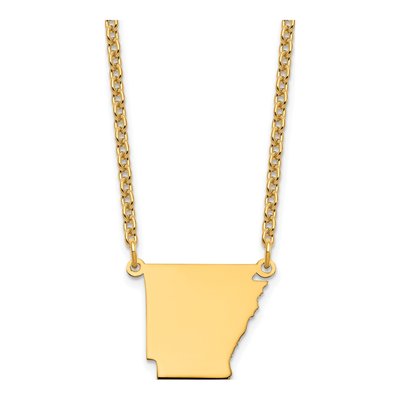 Gold-Plated Sterling Silver Arkansas State Pendant Necklace