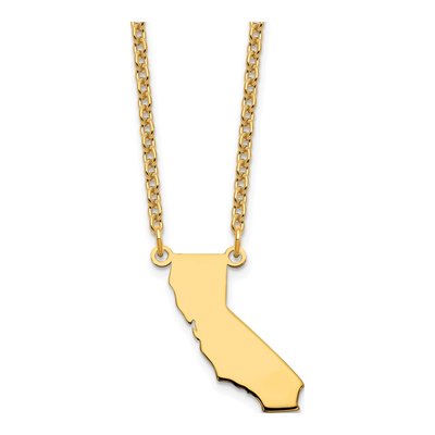 Gold-Plated Sterling Silver California State Pendant Necklace
