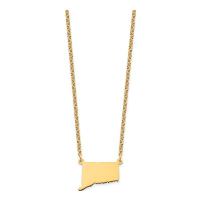 Gold-Plated Sterling Silver Connecticut State Pendant Necklace – view 2