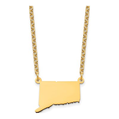 Gold-Plated Sterling Silver Connecticut State Pendant Necklace
