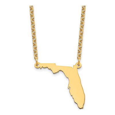 Gold-Plated Sterling Silver Florida State Pendant Necklace