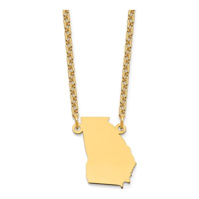 Gold-Plated Sterling Silver Georgia State Pendant Necklace