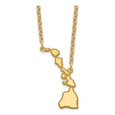 Gold-Plated Sterling Silver Hawaii State Pendant Necklace