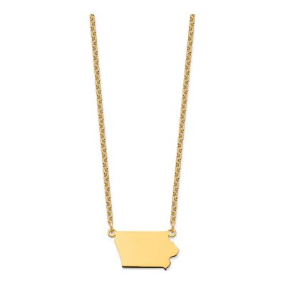 Gold-Plated Sterling Silver Iowa State Pendant Necklace – view 3