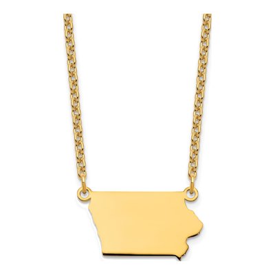Gold-Plated Sterling Silver Iowa State Pendant Necklace