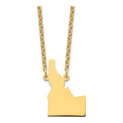 Gold-Plated Sterling Silver Idaho State Pendant Necklace