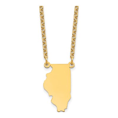 Gold-Plated Sterling Silver Illinois State Pendant Necklace