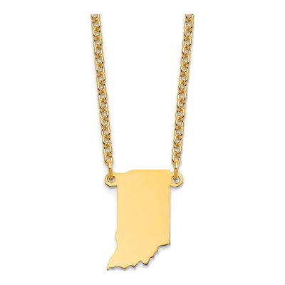 Gold-Plated Sterling Silver Indiana State Pendant Necklace