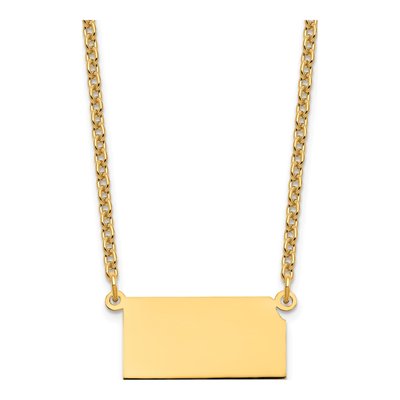 Gold-Plated Sterling Silver Kansas State Pendant Necklace