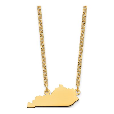 Gold-Plated Sterling Silver Kentucky State Pendant Necklace