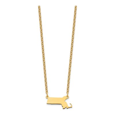 Gold-Plated Sterling Silver Massachusetts State Pendant Necklace – view 3