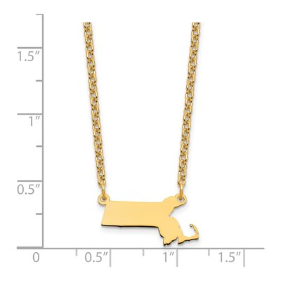 Gold-Plated Sterling Silver Massachusetts State Pendant Necklace – view 4