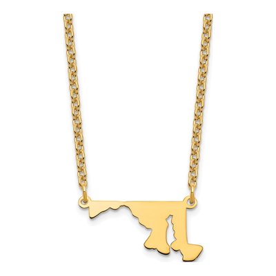 Gold-Plated Sterling Silver Maryland State Pendant Necklace