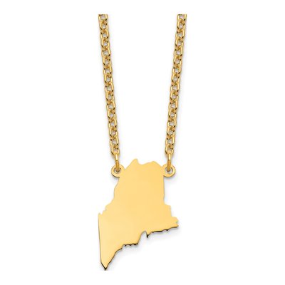 Gold-Plated Sterling Silver Maine State Pendant Necklace