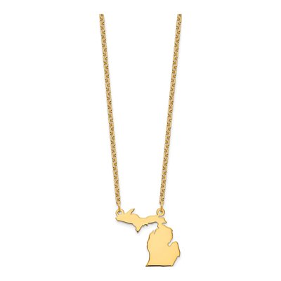 Gold-Plated Sterling Silver Michigan State Pendant Necklace – view 3