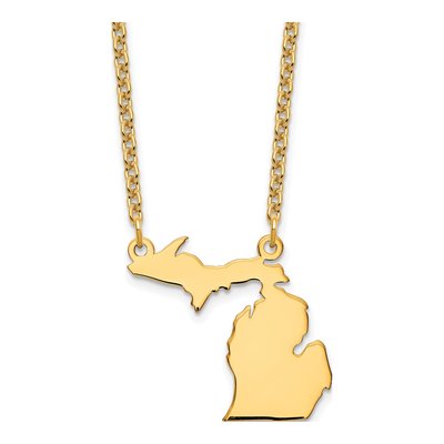 Gold-Plated Sterling Silver Michigan State Pendant Necklace