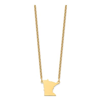 Gold-Plated Sterling Silver Minnesota State Pendant Necklace – view 2