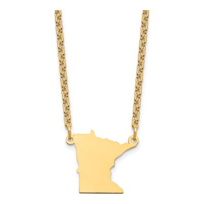Gold-Plated Sterling Silver Minnesota State Pendant Necklace