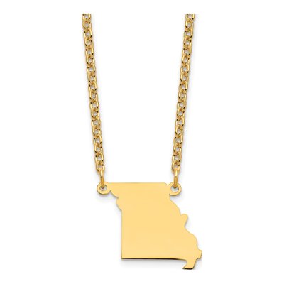 Gold-Plated Sterling Silver Missouri State Pendant Necklace