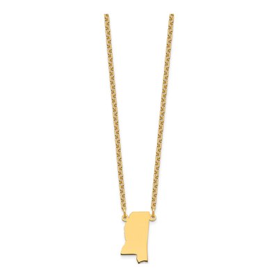 Gold-Plated Sterling Silver Mississippi State Pendant Necklace – view 3