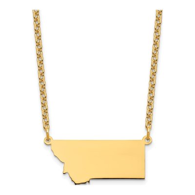 Gold-Plated Sterling Silver Montana State Pendant Necklace